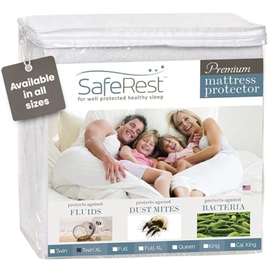 

Waterproof Size Mattress Protector - Fitted with Stretchable Pockets - Machine Washable Cotton Blend Mattress Cover for Bed