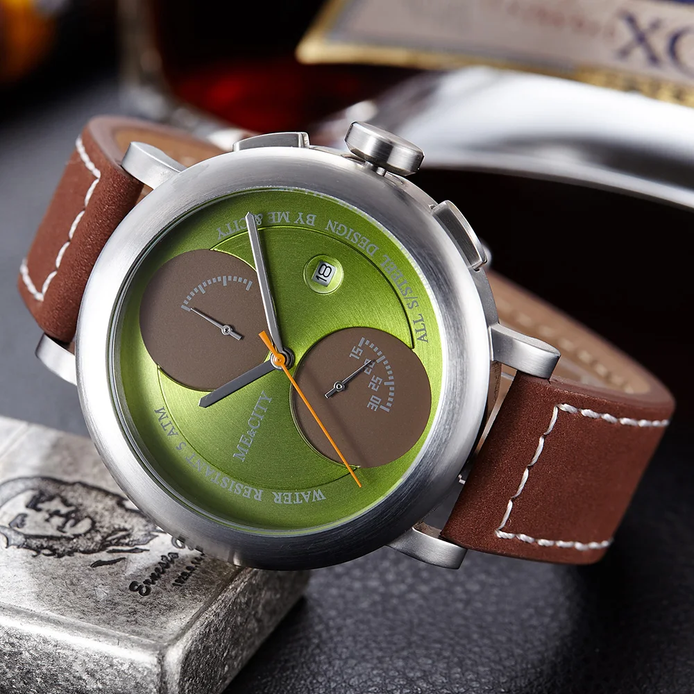 Unique Men Watches 2024 Top Brand Luxury Waterproof Clock Male Casual Quartz Sports Watch Relogio Green Dial Wristwatches