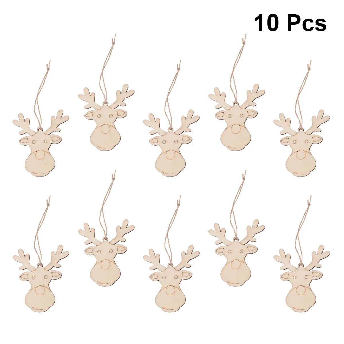 

10Pcs Christmas Wooden Reindeer Head Hanging Pendant Decorative Props for Home Garden Yard Festive Party Decorations
