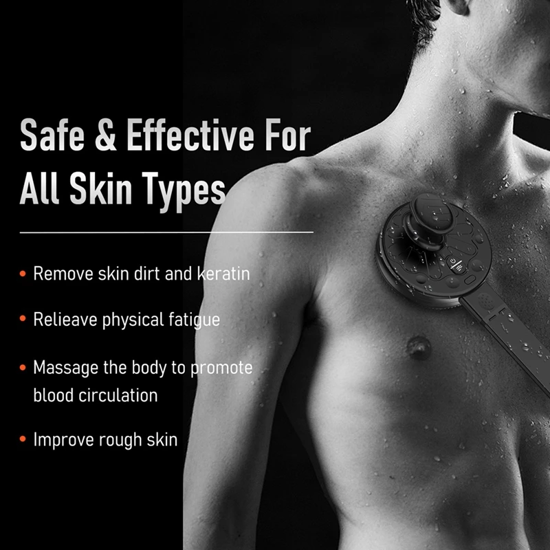 جهاز تنظيف الظهر بالاهتزاز من BAAG مع مقبض قابل للسحب، وفرشاة جسم من السيليكون قابلة لإعادة الشحن، وفرشاة حمام منزلية