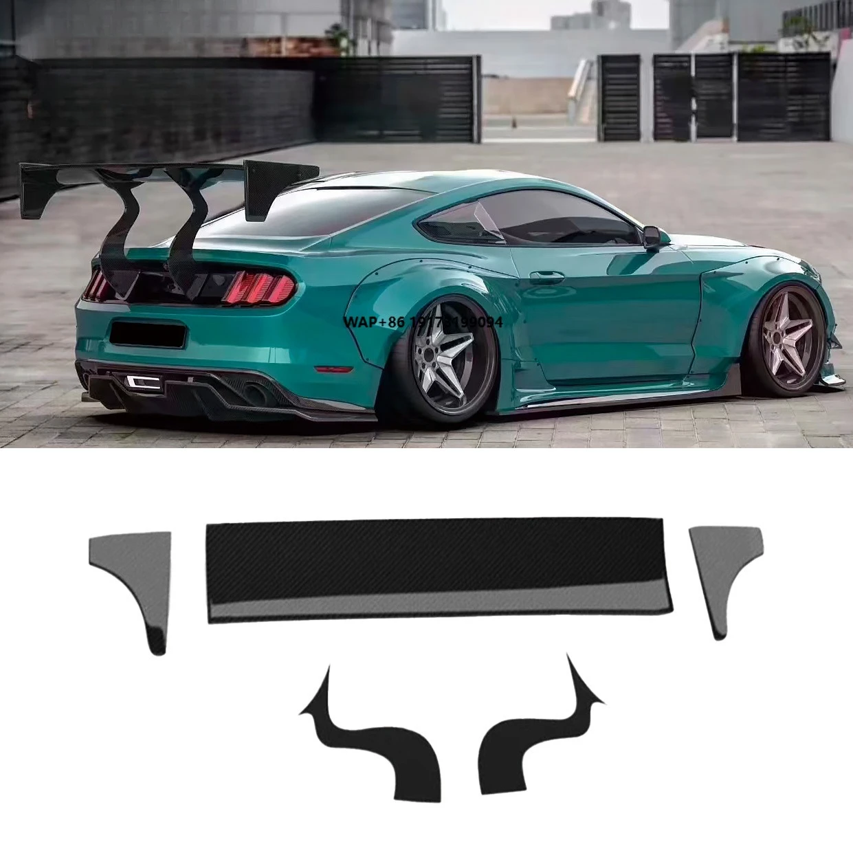 

Carbon Fiber Rear Spoiler for Mustang 2015-2017 Robot Style Screw-On Car Accessory with Universal Fitment