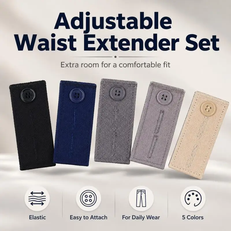 5/10 Stück Denim-Taillenverlängerungsknöpfe für Hosen, lange Schnallen, Haken zur Taillenverstellung, Verlängerungsschnallen, Quilt-Zubehör – Detail 1