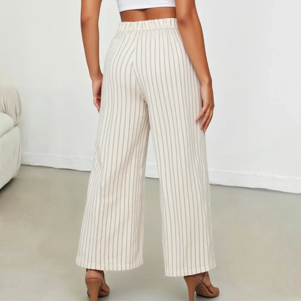 Broek Zomer Eenvoudige Basics Strepen Natuurlijke taille Enkel Losse pasvorm Casual broek voor dames