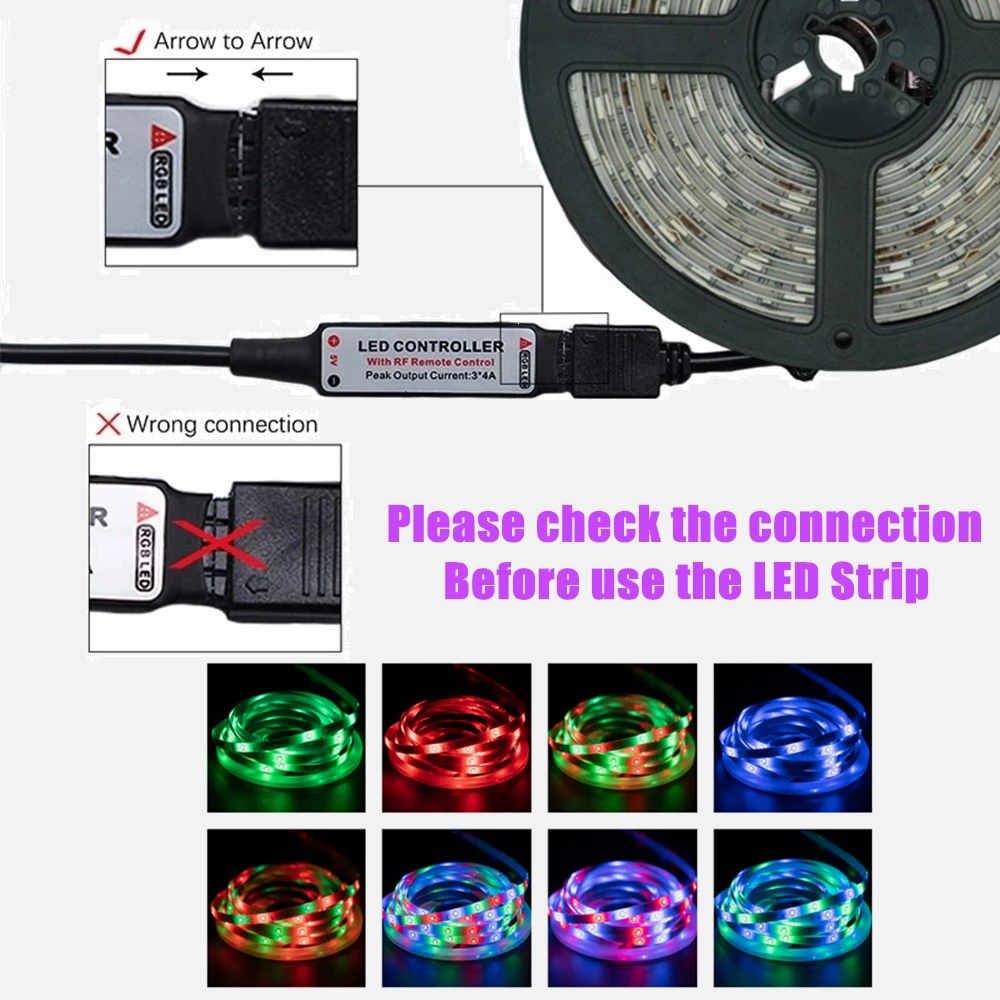 LED Strip Light USB LED Strip 5050 RGB TV Backlights Diode Tape with Remote Control for Room Decor Bar Restaurant Ambient Lights