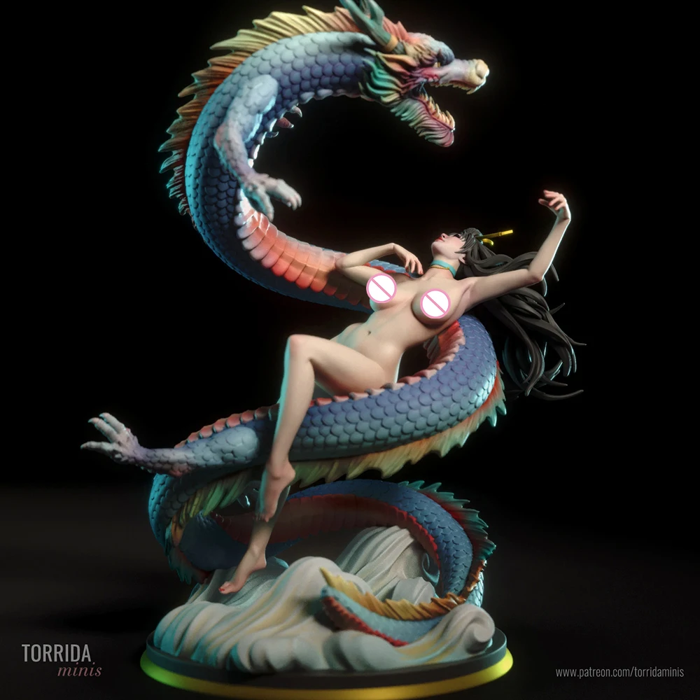 

1/24 3d Printing Model Kit Yahui and the Dragon Resin Figure Model Kit DIY Miniature Reduction Statue Unpainted Kit Toys