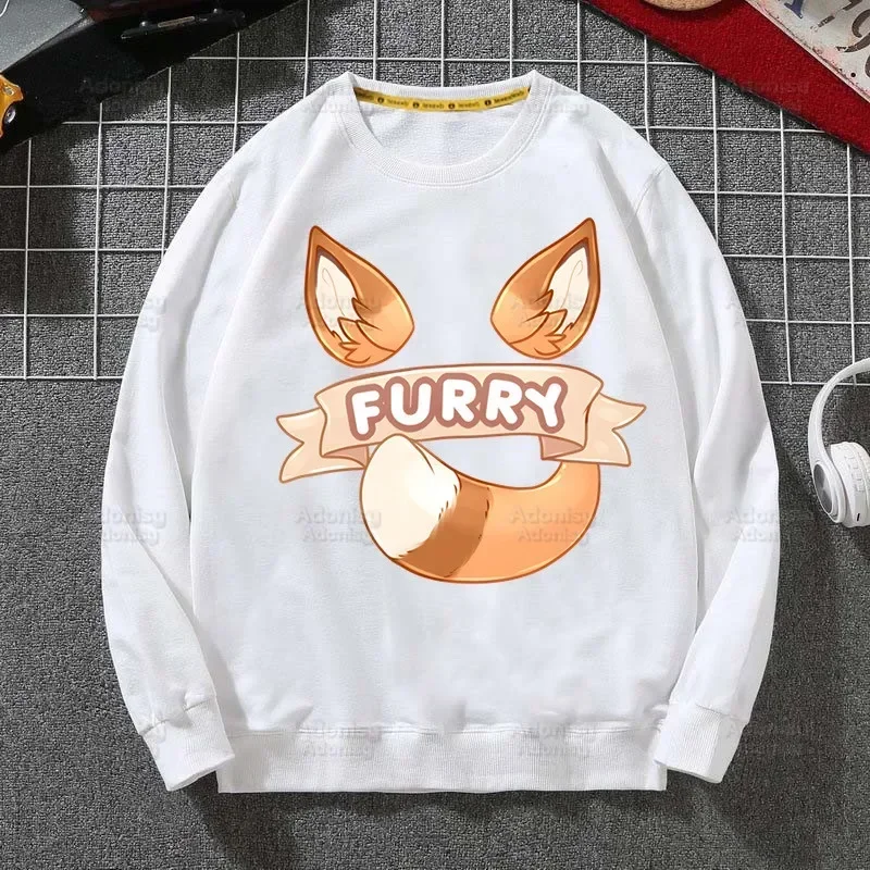 Furry Fashion Men's Spring Autumn Male Casual Sweatshirts Men's White Color Sweatshirt Tops