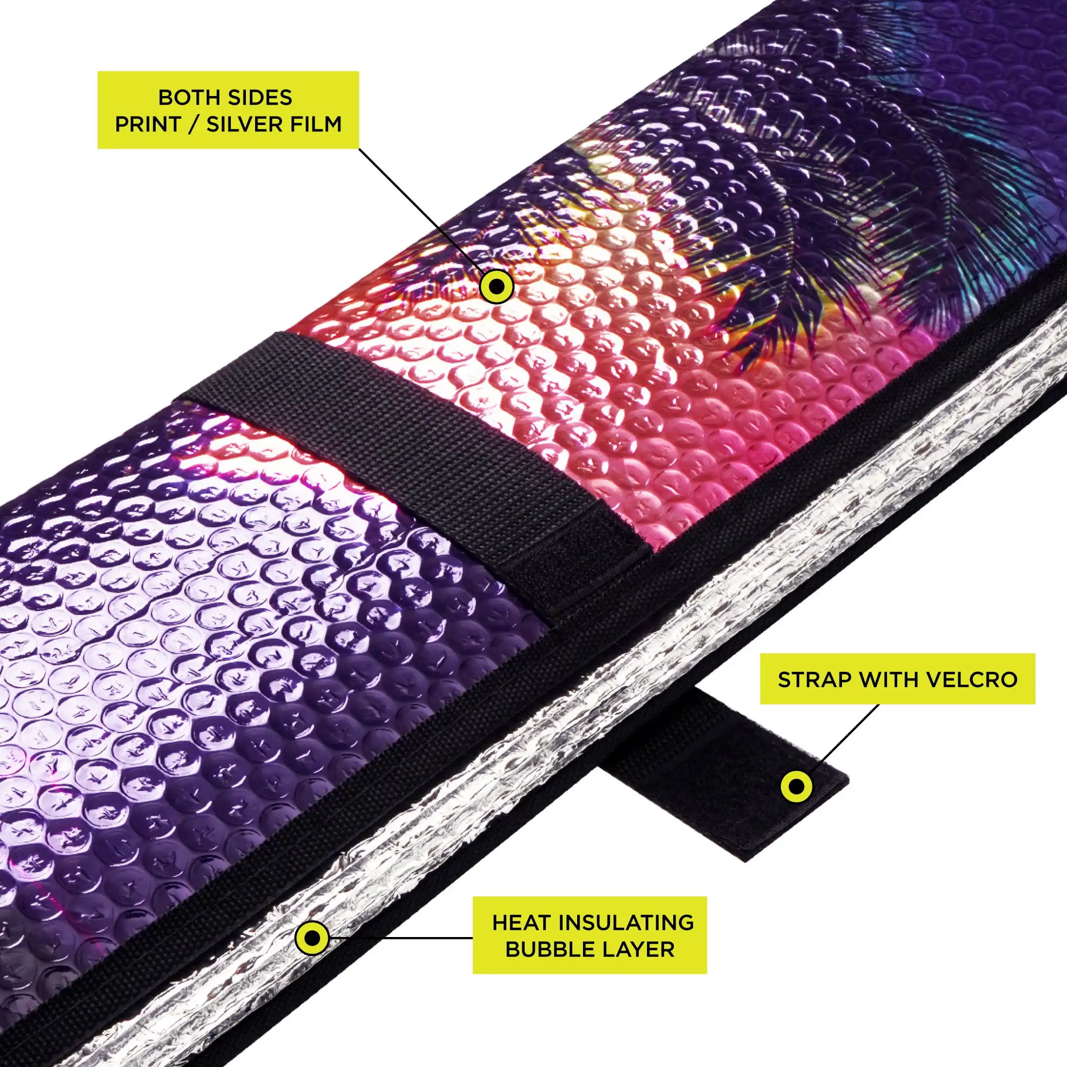 アコーディオン サンシェード ユニバーサル サイズ 1 パック、63 インチ x 28.5 インチ