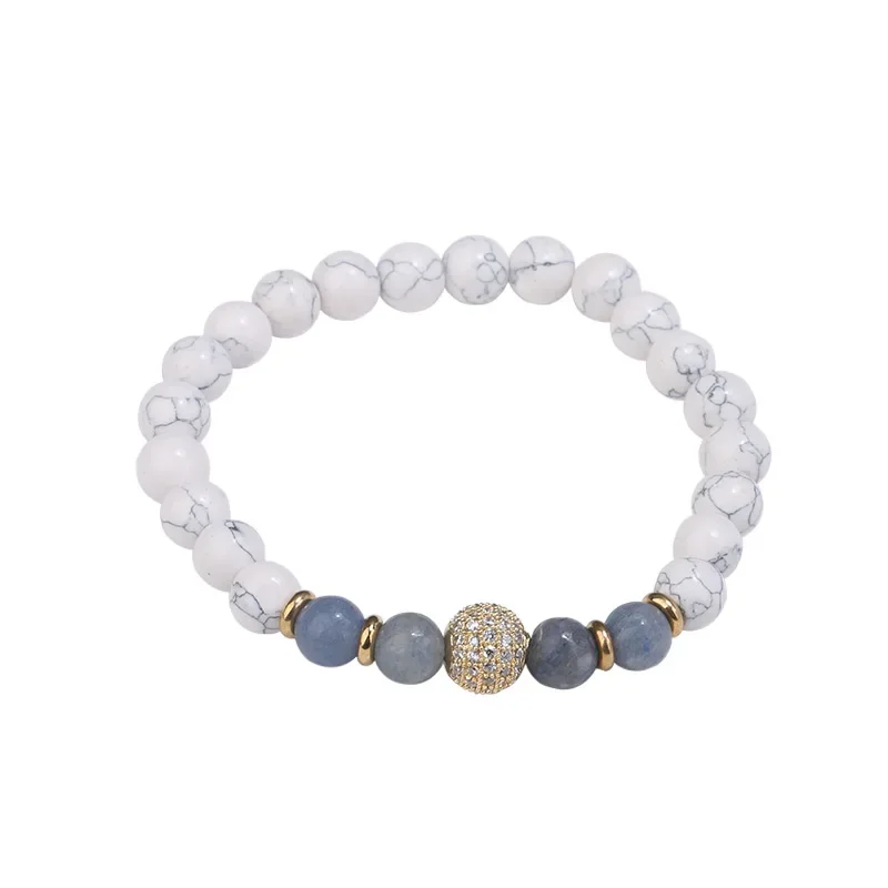 ROXI | Men Stone Braclets. Stainless Steel. Gold Plated Punk Jewelry.1Pcs. White Color.Elastic Charms.New Collection