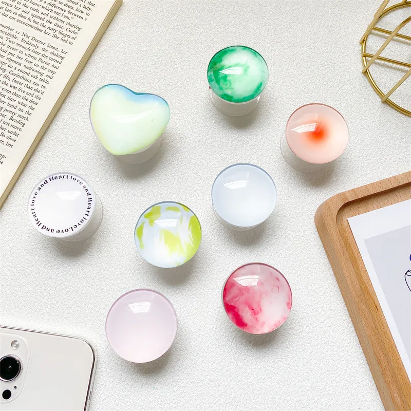 

Love Circle Clear Glass Ball Fold Finger Grip Expanding Stand Mobile Phone Stand Holder For Iphone 15 16 17 Holder Stand Bracket