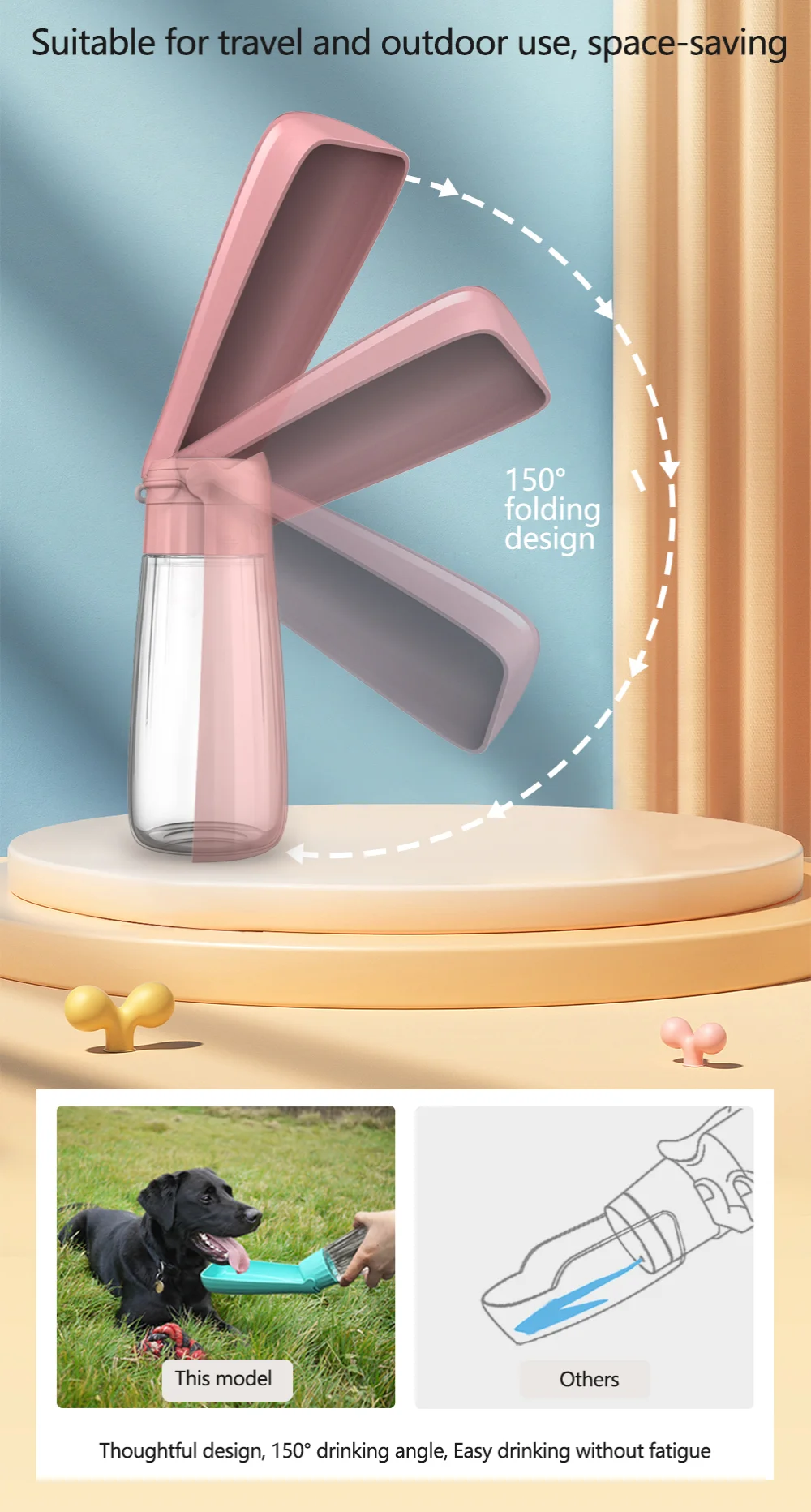 Portable Foldable Dog Water Bottle Leak Proof Large Capacity Pet Water Dispenser for Dogs Cats Outdoor Walking Travel Supplies