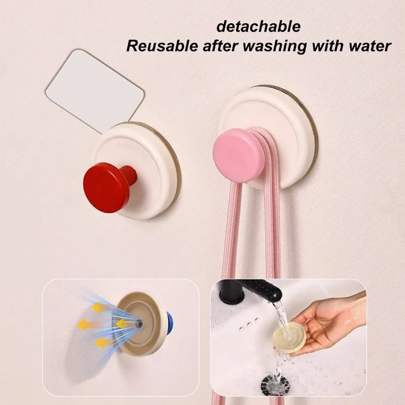 Colorful Strong Adhesive Hooks for Bathroom and Kitchen, Hole-Free Removable Hooks Suitable for Keys, Towels, Bags and Dolls image 4