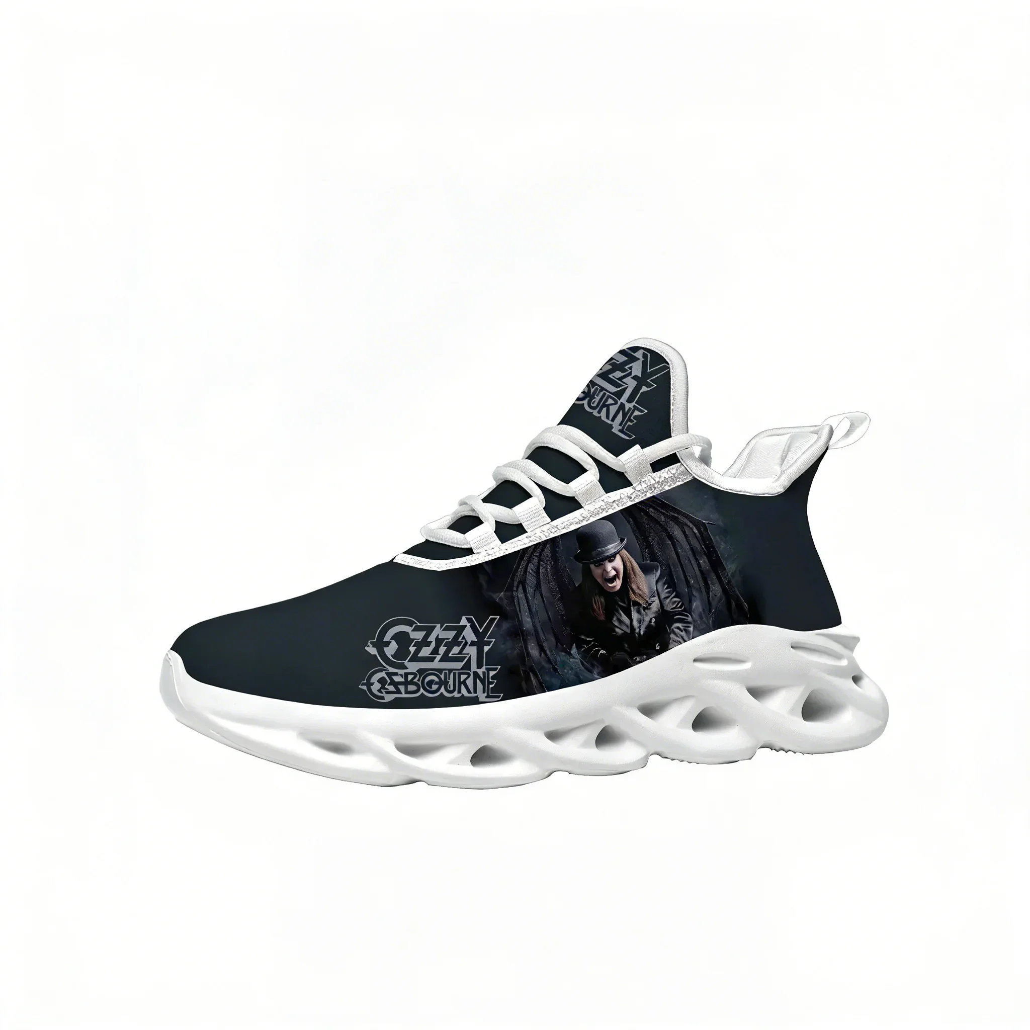 

Кроссовки Ozzy Osbourne Rock Singer: мужские и женские беговые кроссовки на шнуровке из сетки, индивидуальный пошив, белые