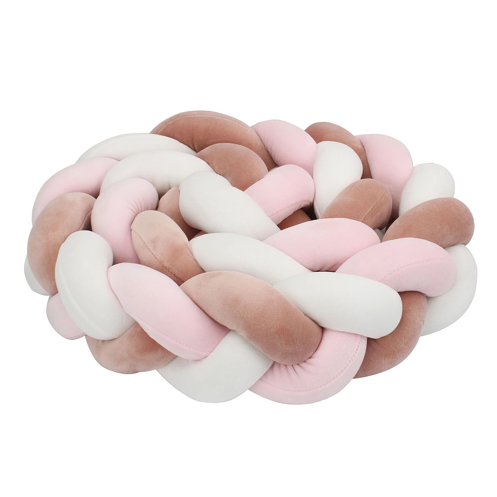 1-4M Babybed Bumper Handgemaakte Geknoopte Vlecht Weven Pluche Wieg Protector Baby Knoop Kussen Babykamer Decor