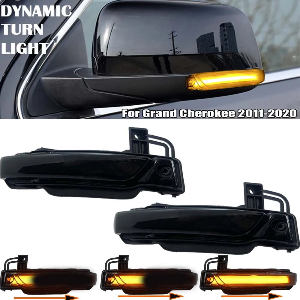 

For 2011-2020 Jeep Grand Cherokee WK2 Cherokee SRT8 Amber Rear Dynamic LED Turn Signal Side Mirror Light Mirror Blinker Lamp