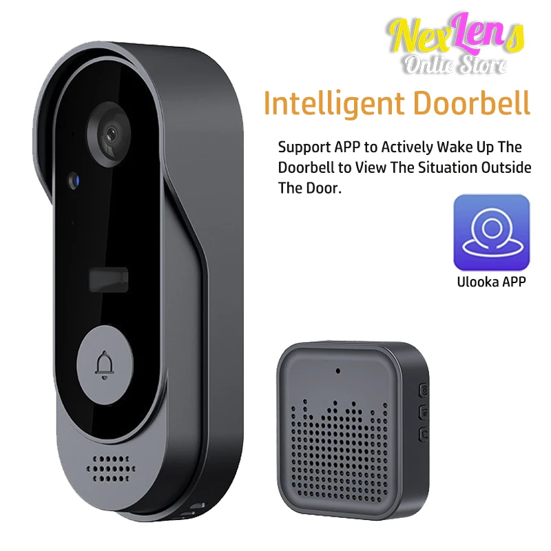 M9A Smart Wireless Video Doorbell With HD 170° Wide Angle Camera Two-Way Audio Free Cloud Storage IP65 Waterproof 2.4GHz WiFi