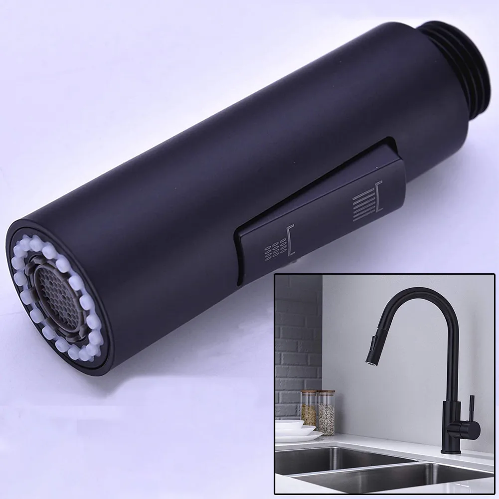 Kitchen Sink Pull-Out Rain Shower Head Set Kitchen Spare Replacement Faucet Sprayer Black Standard G1/2 Male Connector