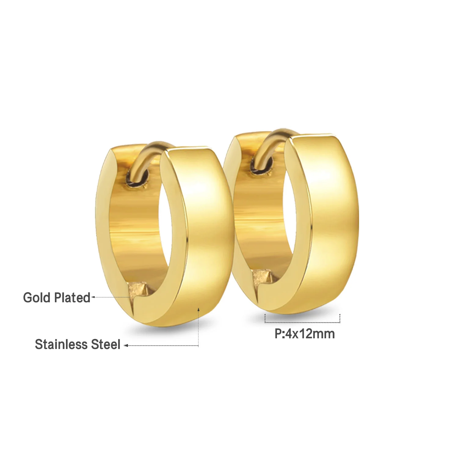 12 Paar trendige, schlichte, silberfarbene Creolen, minimalistische Ohrringe, runde Ohrstecker aus Edelstahl für Damen/Herren, modischer Schmuck für Partys. – Detail 8