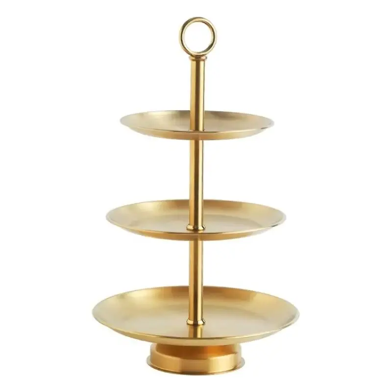 Stainless Steel Three-layer Fruit Tray Afternoon Tea Heart Trays Living Room Double Layer Dessert  Kitchen Accessories