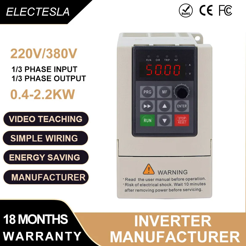 VFD 220V 380V 0.4KW 0.75KW 1.5KW 2.2KW  Induction Motor Speed Regulator Controller Variable Frequency AC Drive Inverter