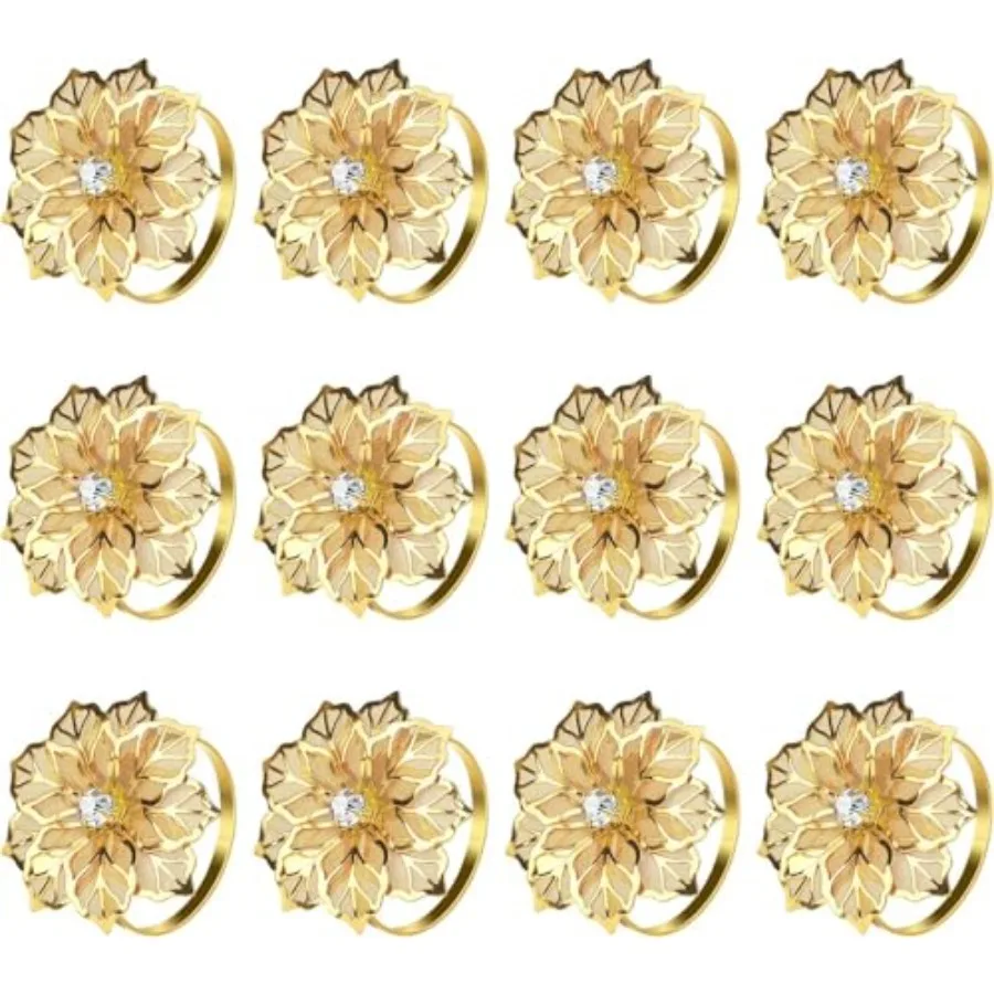 

Flower Napkin Rings Holder Metal Black Napkin Rings Set of 100 for Wedding Party Holiday Banquet Christmas Dinner Delicate Serv