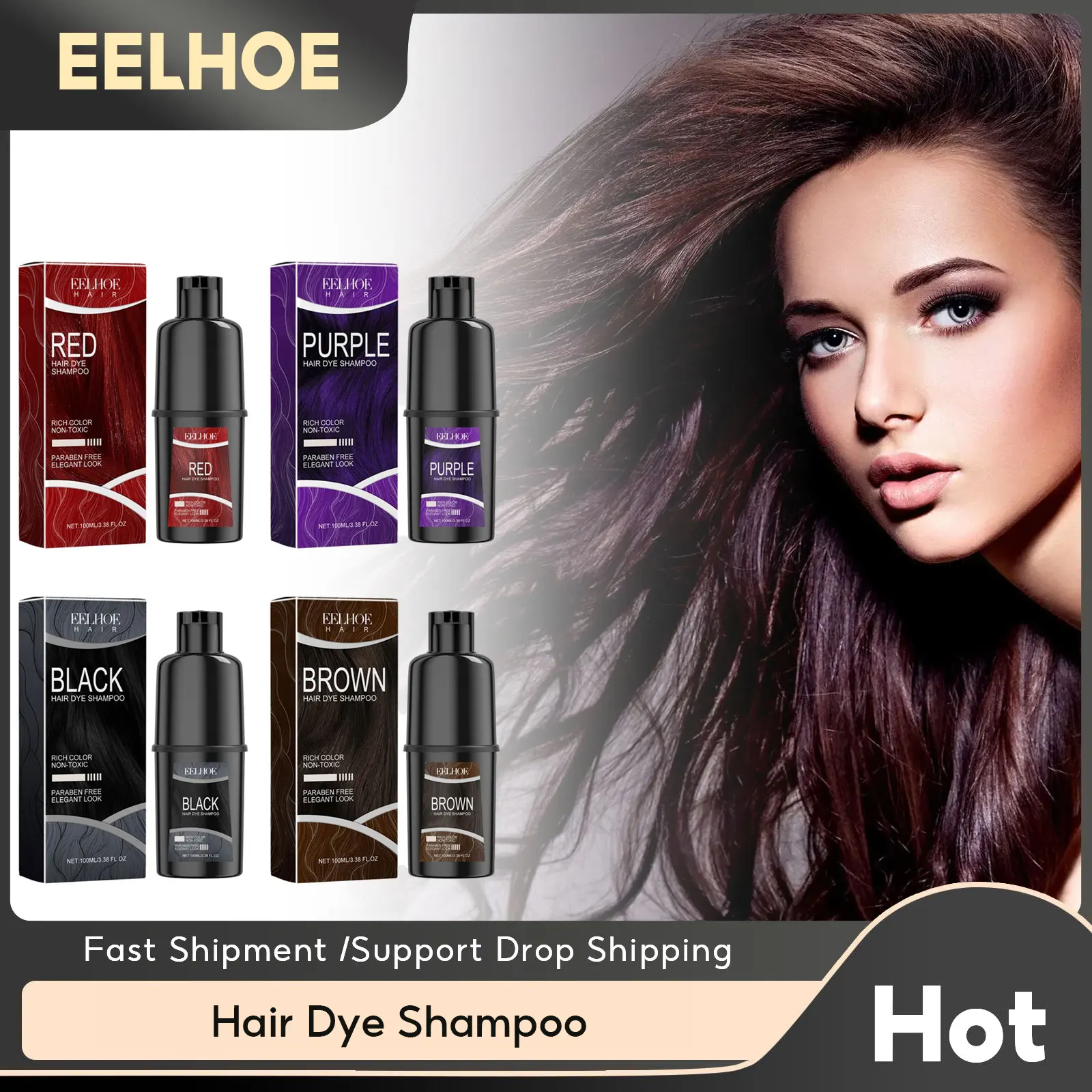 Natural Hair Dye Shampoo Permanent Instant Covering Gray White Organic Herbal Essence Long Lasting Coloring Hair Shampoo 100ml