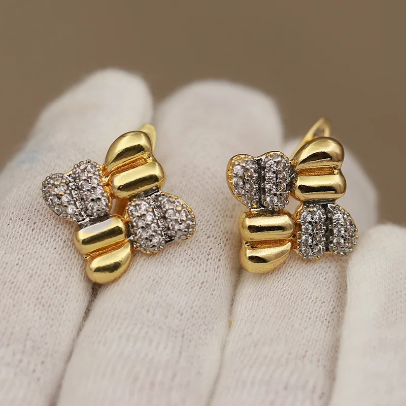 New Sight Design Luxury Crystal Geometric Stud Earrings for Women Fashion Brand Jewelry Zirconia Earrings