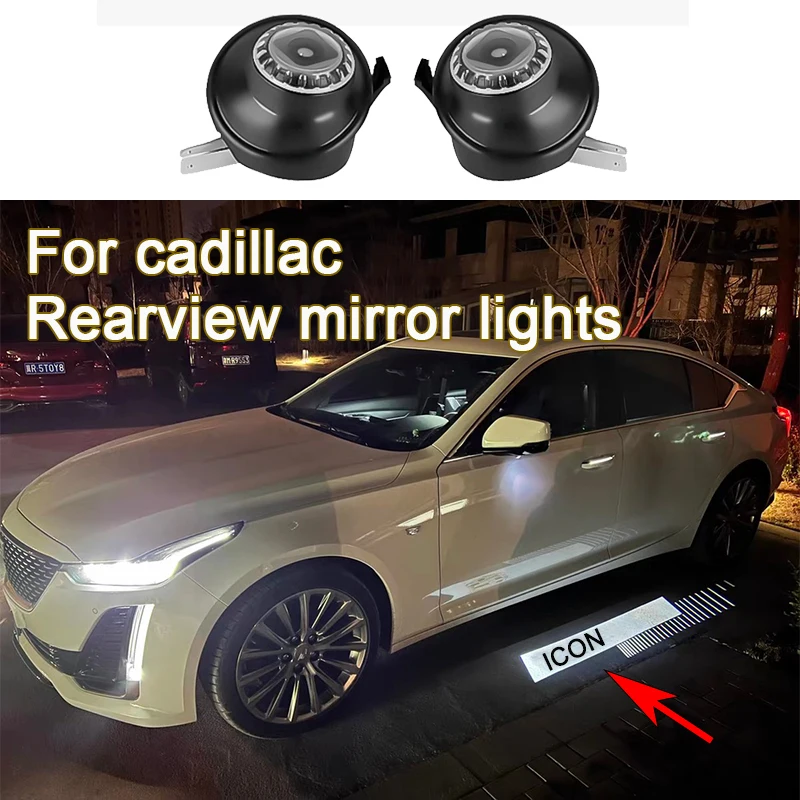 2Pcs Side Rearview Mirror Welcome Light LED Floor Lamp Decoration Accessories For Cadillac ATS CTS CT4 CT5 CT6 Modification Neve