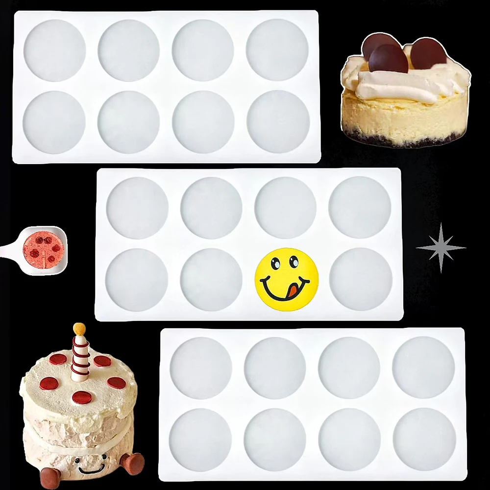 قالب سيليكون أسطواني ذو 8 تجويف، يستخدم لخبز كعكة موس والحلوى والشوكولاتة والبسكويت والكعك