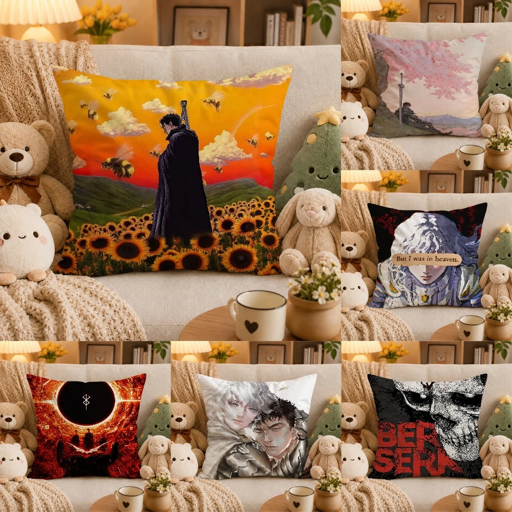 B-BERSERK AnimePillow Case Plush Pillow Cases Home Decoration Pillow Cover for Sofa Bed Chair Living Room