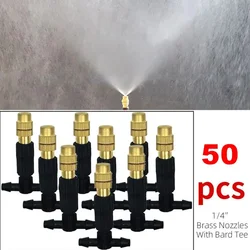 50-1 sztuk 4/7PVC na zewnątrz System chłodzenia mgłą nawadnianie ogrodu podlewania 1/4 ''mosiężny Atomizer regulowany ogród mikro zraszacze