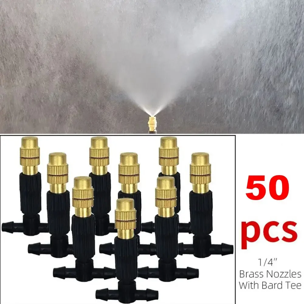 50-1 sztuk 4/7PVC zewnętrzny system chłodzenia zamgławiającego nawadnianie ogrodu podlewanie 1/4 ''mosiężny atomizer regulowane mikrozraszacze ogrodowe