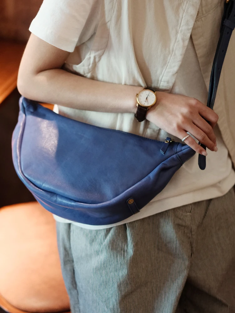

Vintage vegetable tanned cowhide women shoulder bag outdoor daily designer handmade trend genuine leather female crossbody bag