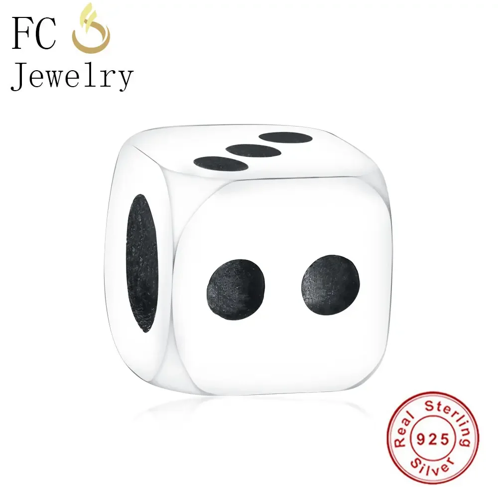 

FC Jewelry Fit Original Brand Charms Bracelet 925 Sterling Silver Vintage Square Lucky Cube Dice Beads Making Berloque 2018