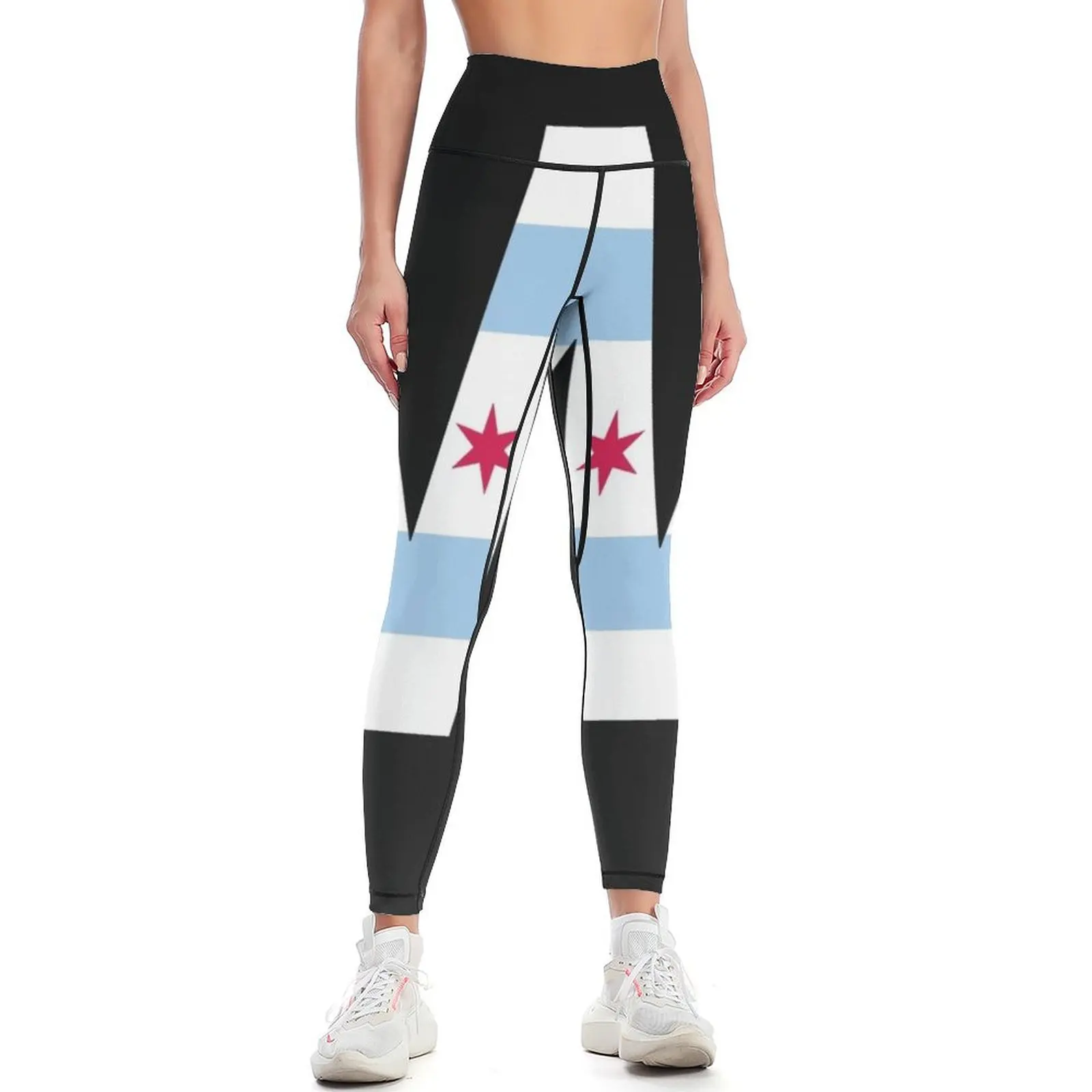 Chicago Flag W Chi Town Leggings gym wear gym top Womens Leggings