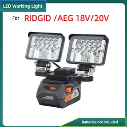 Lampada da lavoro a LED, per luce esterna portatile alimentata a batteria agli ioni di litio RIDGID AEG 18V/20V con USB (batteria esclusa)