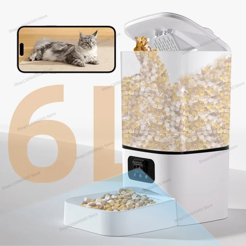 For Pet Automatic Feeder 6L Wide-angle Cat Feeder Dog Food Intelligent Feeding Machine Dog Bowl