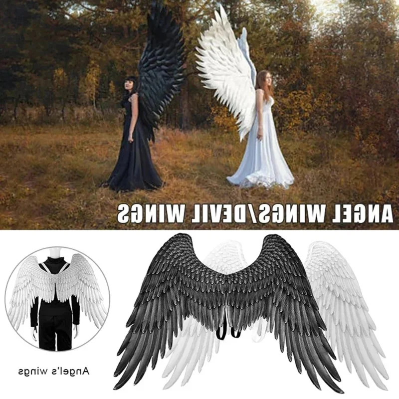 Angel Wings 3D Big Wings Non-Woven Cosplay Fabric Angel Devil Adult Easter Carnival Theme Party Large Black Wing Accessorie Gift