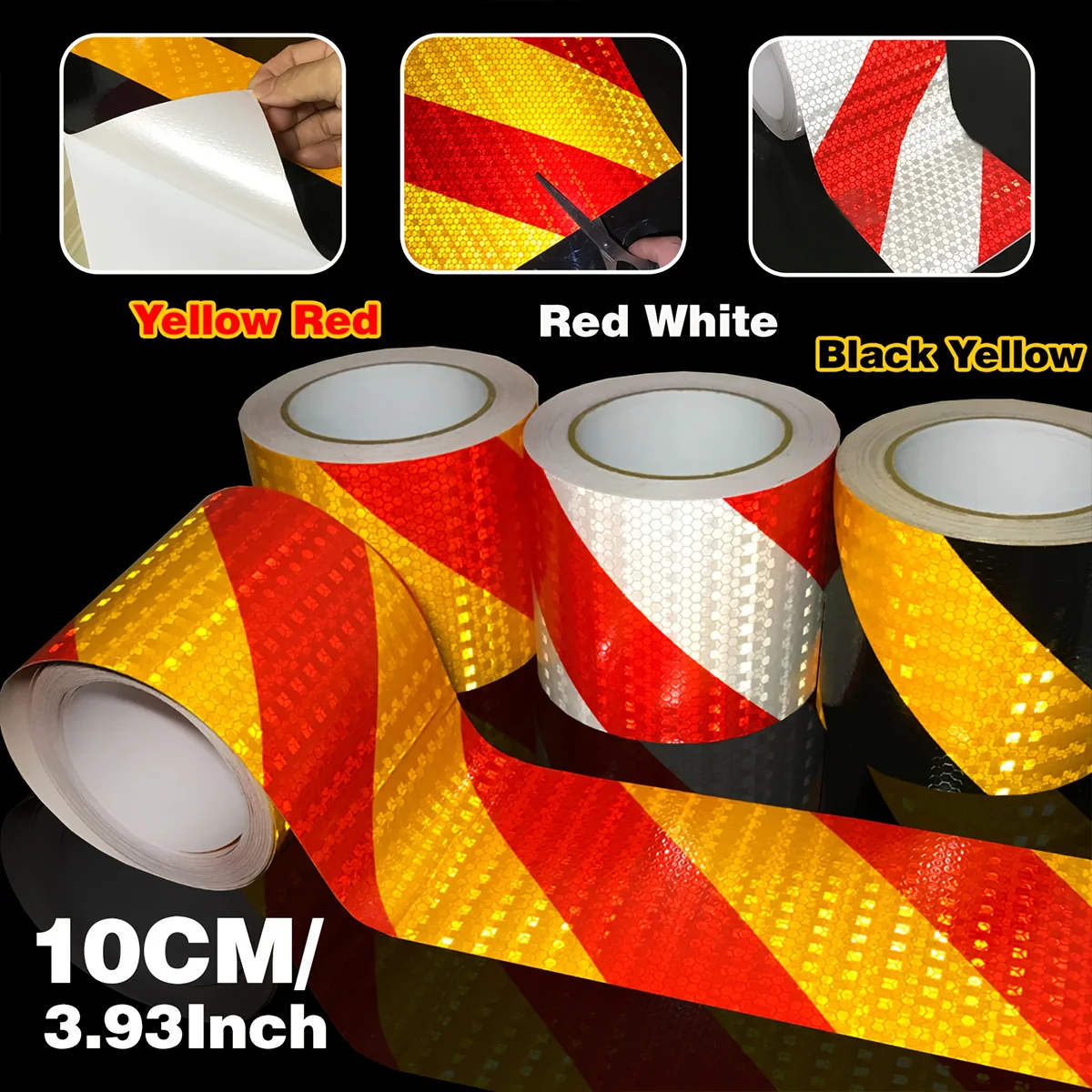 Reflective Twill Lattice Tape Waterproof Self-Adhesive Safety Warning Sticker Conspicuity Mark for Truck Vehicle Warning
