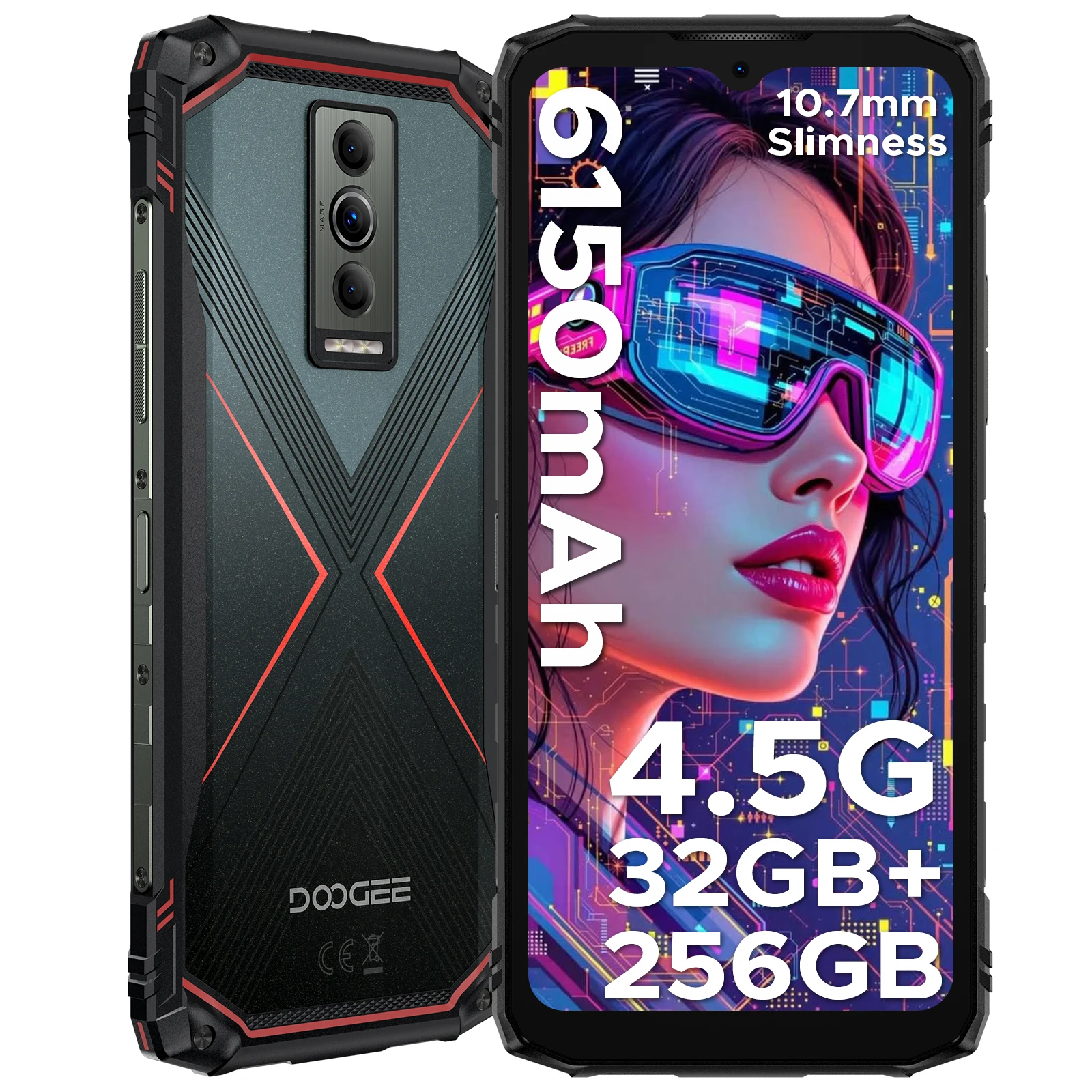 DOOGEE Blade10 Pro Energy robuuste telefoon 32GB 256GB 6,56” HD+ scherm 6150mAh grote batterij 50MP AI camera Android 15 NFC