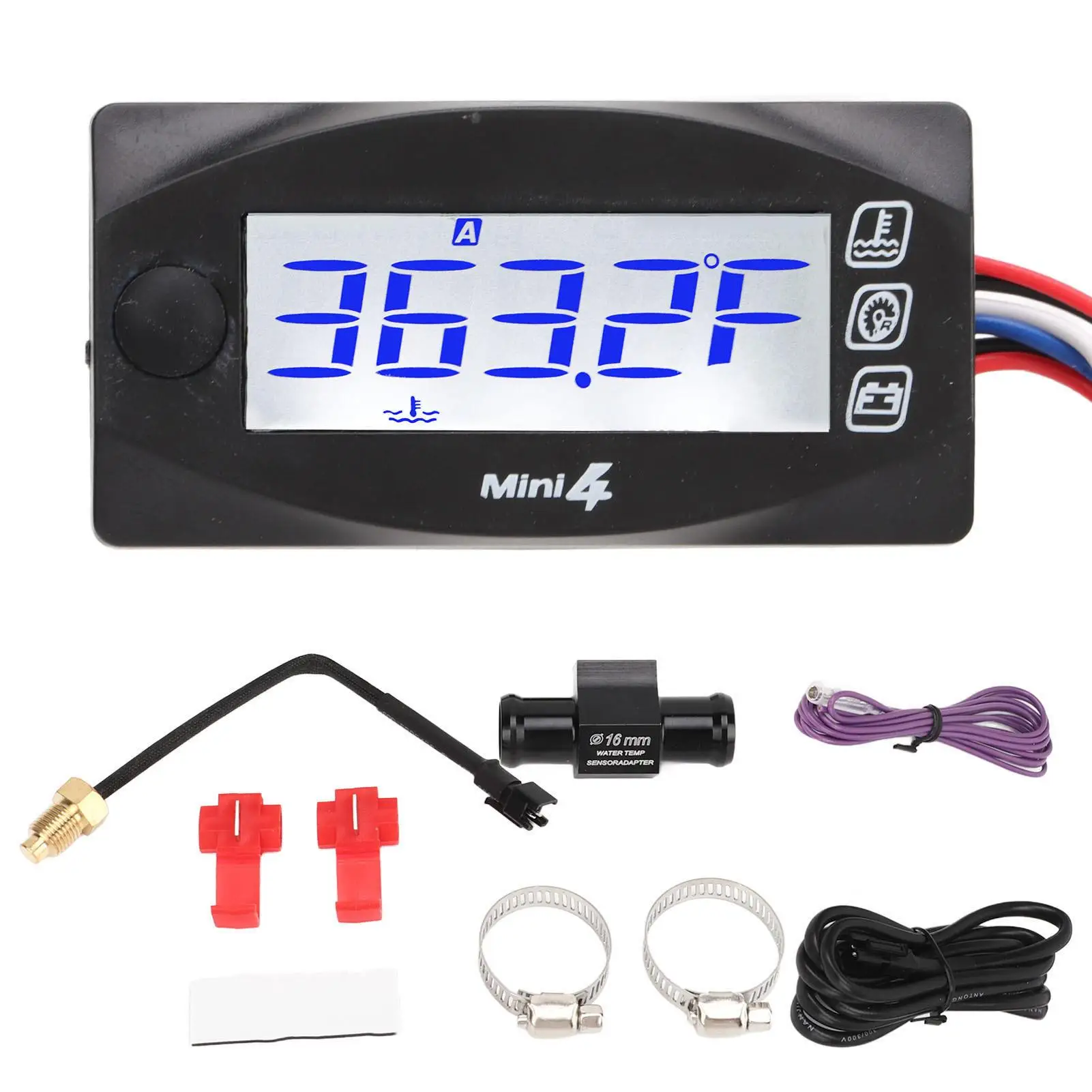 

Motorcycle Water Temperature Meter 4 Functions DC12V Motorcycle Thermometer 3 Way Connector High Accuracy for replacement