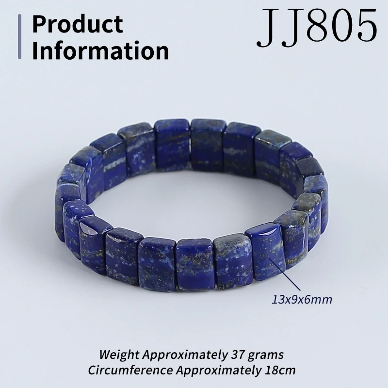 Blue Bracelet Fashion Jewelry Natural Stone Lapis Lazuli Beaded Bracelets For Men Women Elastic Rope Jewelry 18cm 29g