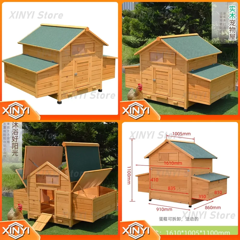 Chicken Shed for Outdoor Use Solid Wood Rainproof Sunproof Egg Box Main House Garden Outdoor Chicken Coop Enclosure