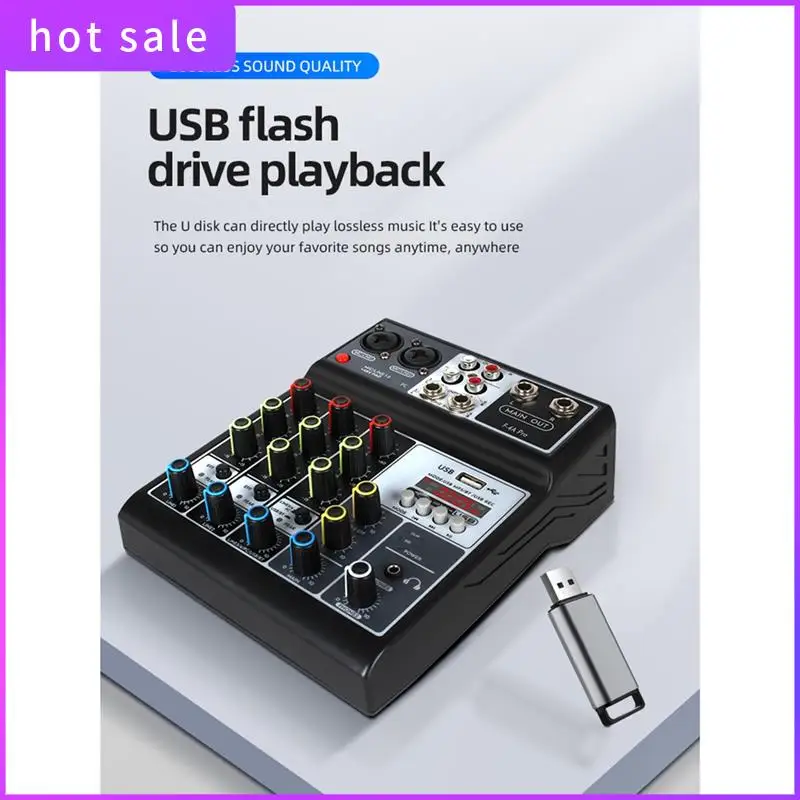 

ELEC-4 Channel Audio Mixer Sound Board Mixing Console Input 48V Phantom Power Stereo DJ Mixers For Recording KTV