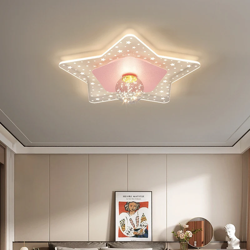 Modern Romantic Children's Room Ceiling Lamps Nordic Simple Princess Room Decor Warm And Warm Girl Boy Bedroom Ceiling Lights