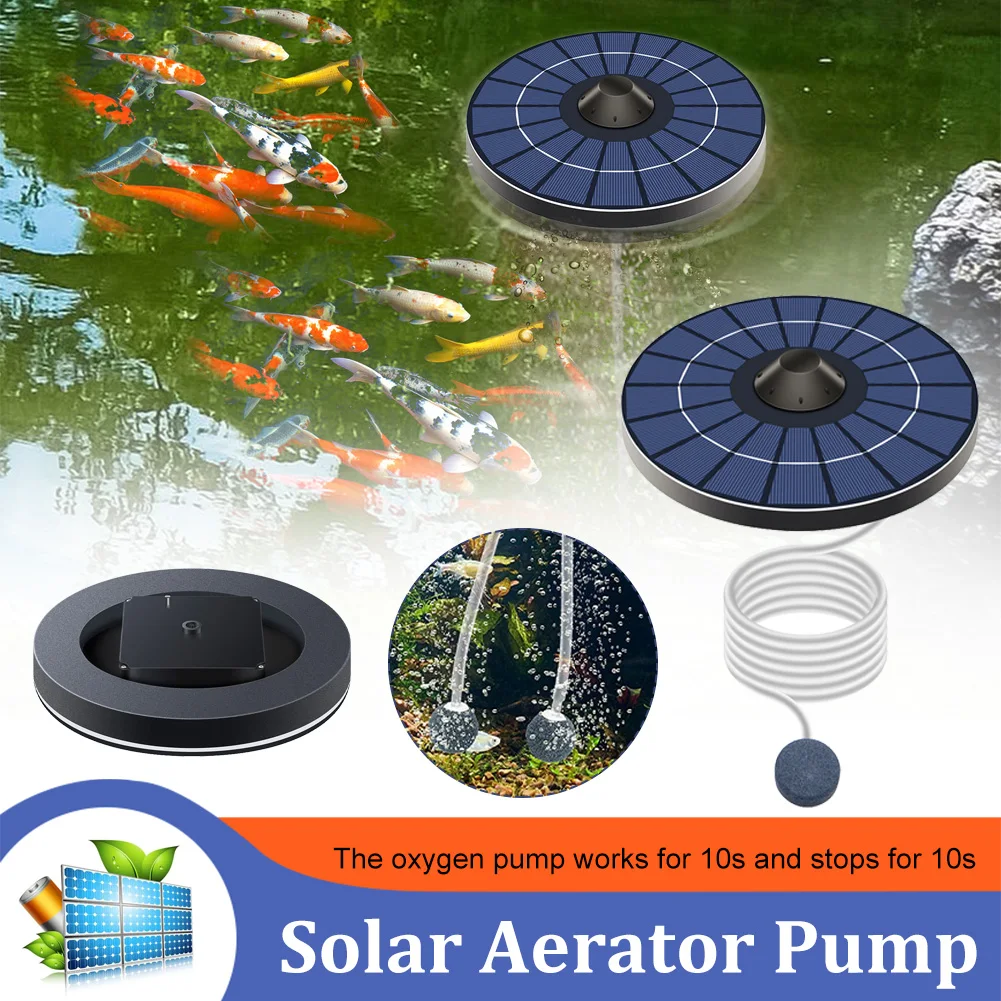 NEW Floating Solar Air Pump Aerator Pumps For Aquarium Fish Tank Pond Fishing Oxygenation with Air Hoses and Bubble Stone