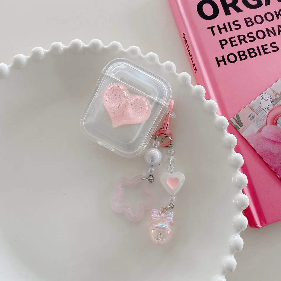 SFor AirPods Pro 2 3 حافظة فاخرة شفافة لطيفة مع سلسلة من السيليكون لحماية سماعات الأذن airpods2 غطاء هاتف airpod3