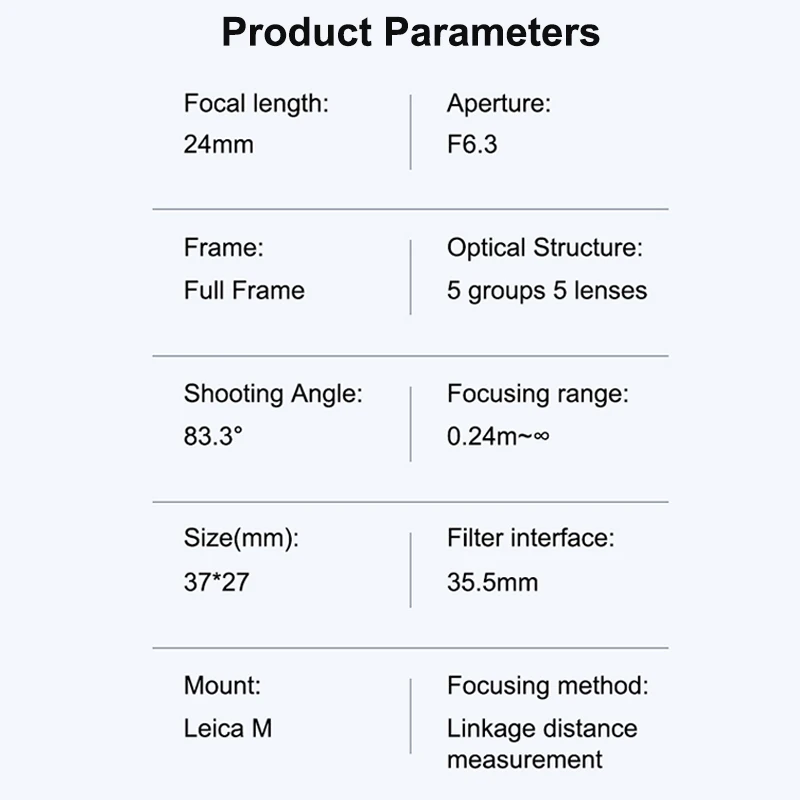 AstrHori 24 مللي متر F6.3 إطار كامل دليل التركيز الربط تتراوح رئيس عدسة فطيرة فائق البؤرة ل لايكا M جبل M1 M2 M3 M5 M10