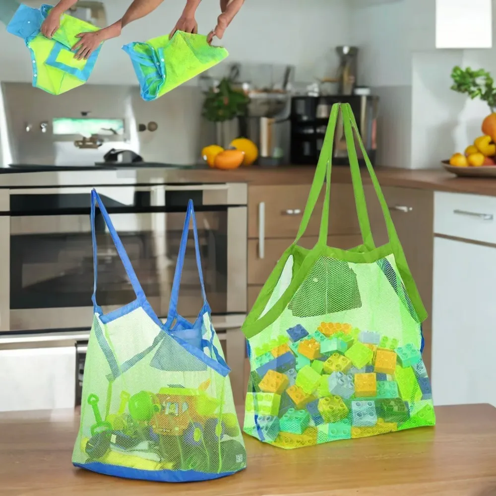 Large Protable Beach Mesh Bag for Children, Perfect for Toys, Clothes, Towels, and Sundries Organization at the Beach