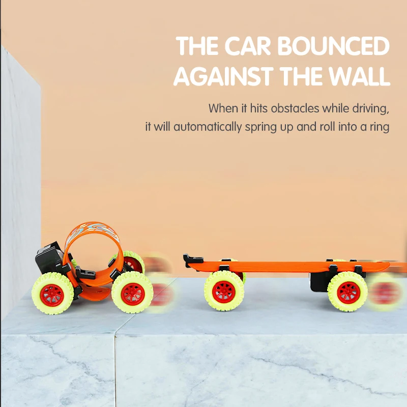 Creative Skateboard Pull Back Car Model Children's Toy Stunt Car Boy's Watch Car Is Resistant To Falling Rolling Back Vehicle