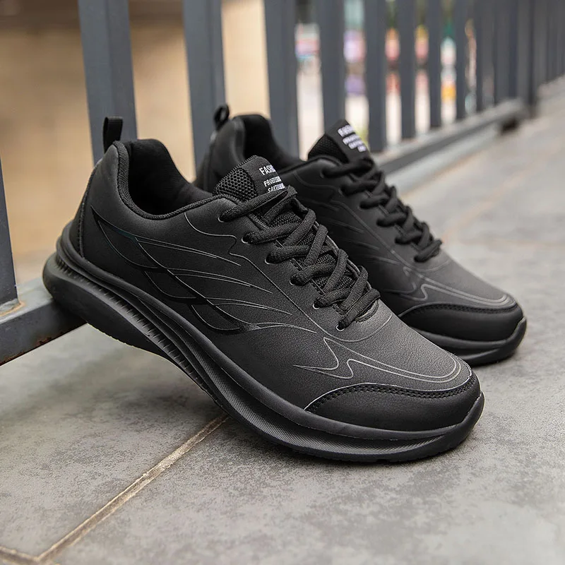 

Running Shoes Men Big Size Casual Outdoor Flat Comfortable Walking Leather Tennis Shoes Lace-up Cheap Sneakers Man